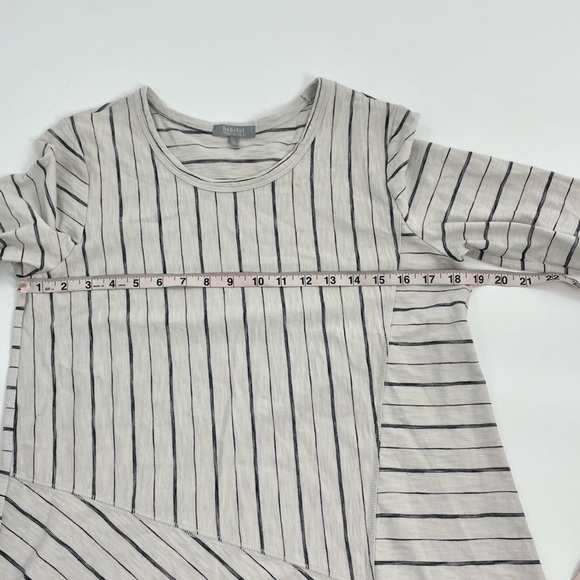 HABITAT CLOTHES SIERRA PULLOVER Beige and Black Stripe Cotton Asymmetrical Top - Picture 5 of 8